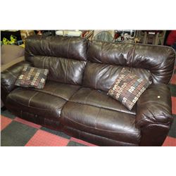 BROWN FAUX LEATHER ELECTRIC RECLINING SOFA
