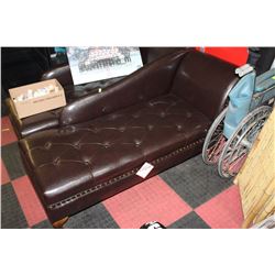 NEW BROWN LEATHERETTE STORAGE CHAISE LOUNGE