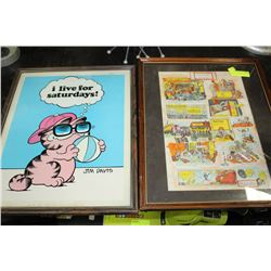 PAIR OF CARTOON PICTURES