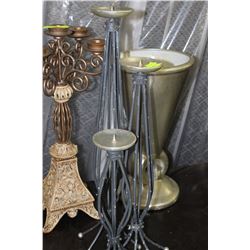 SET OF 3 PC CANDLE HOLDER, SILVER LEAF FINISH