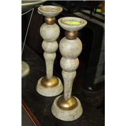 PAIR OF CRACKED FINISH CANDLE HOLDER