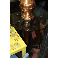 WOOD & GLASS TOP END TABLE
