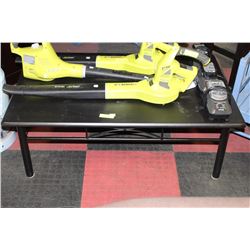 BLACK METAL & WOOD COFFEE TABLE