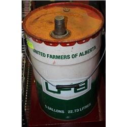 U OF A VINTAGE METAL 5 GALLON PAIL
