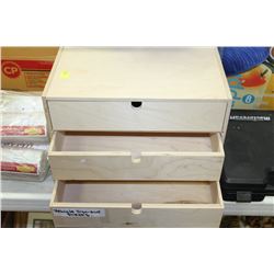 WOOD 3-DRAWER STORAGE BOX