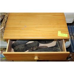 WOODEN SHOP DRAWER FILLED W/ VINTAGE COBBLERS