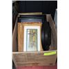 Image 1 : BOX W/ 3 WOOD FRAMED PICTURE SETS AND