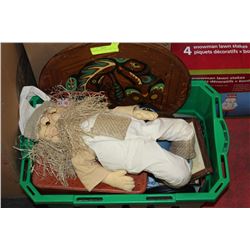 GREEN PLASTIC TUB OF MISC. ITEMS