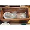Image 1 : WOOD BOX WITH CRYSTAL BOWLS