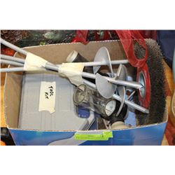 BOX WITH DRILL BITS, TOOL KIT, WIRE BRUSH, SPRAY