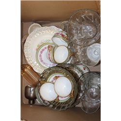 BOX OF MISC GLASSWARE & DISHWARE