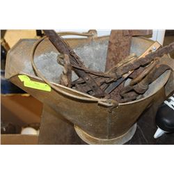 VINTAGE COAL SHUTTLE WITH VINTAGE TOOLS INCLUDING