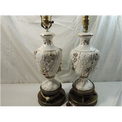 PAIR ANTIQUE ITALIAN CAPODIMONTE STYLE LAMPS