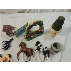 BOX LOT DOLL ACCESSORIES FARM ANIMALS OUTDOOR