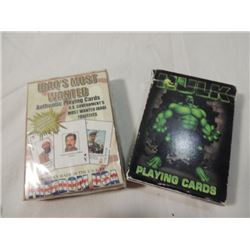 LOT 2 CARD DECKS IRAQ'S MOST WANTED MARVEL HULK