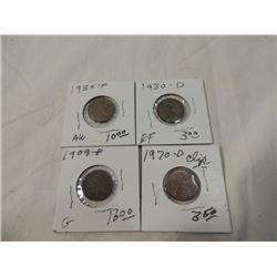 4 COIN LOT WHEAT PENNY LINCOLN CENT LOT