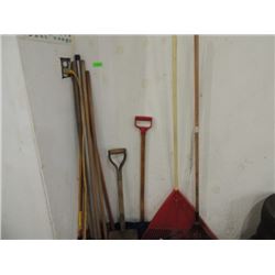 YARD TOOLS LOT RAKES SHOVELS PAINT POLE MORE