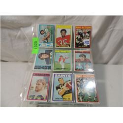 9 CARD FOOTBALL CARD LOT 1972 TOPPS