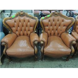 BEAUTIFUL PAIR MATCHING LEATHER ANTIQUE VICTORIAN