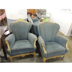 NICE PAIR MATCHING WINGBACK STYLE VELVET CHAIRS