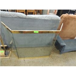 BRASS & GLASS FIREPLACE SCREEN SPARK GUARD