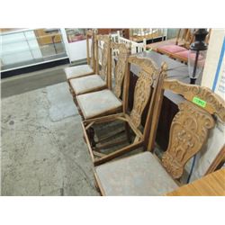 LOT 5 FLEMISH OAK HANDCARVED HAND CARVED CHAIRS