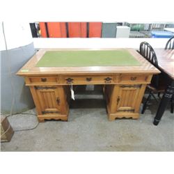 ANTIQUE CAPTAINS STYLE SOLID OAK DESK