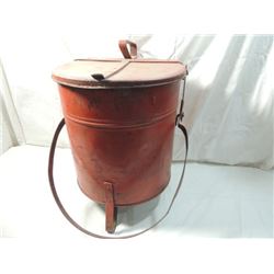 ANTIQUE VINTAGE RED INDUSTRIAL 5 GALLON RAG CAN