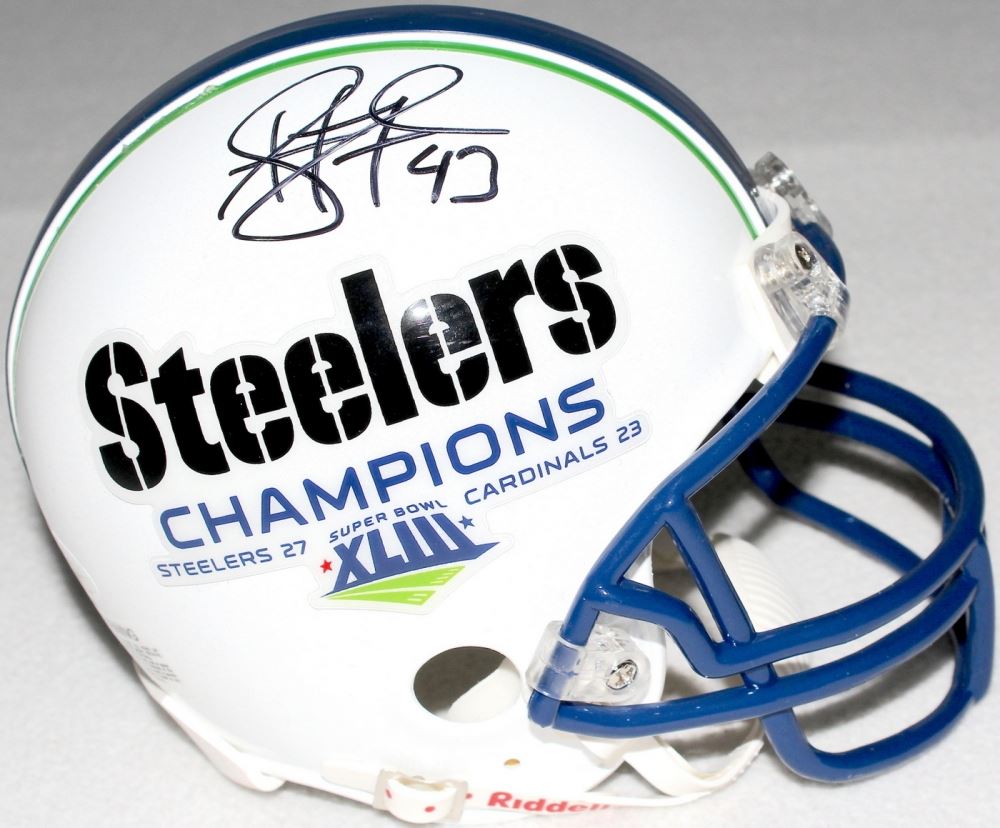 troy polamalu signed mini helmet