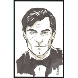 Timothy Dalton “James Bond” 1/1 ORIGINAL 5.5" x 8.5" Color Drawing on