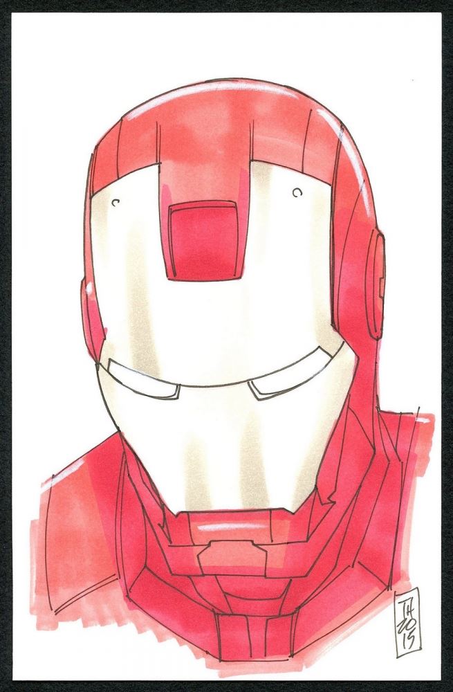 iron man 1/1 original 55" x 85" color drawing on paper