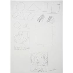Knox Martin, Shapes and Portraits, Graphite Drawing