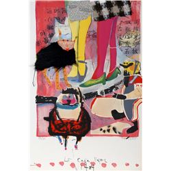 Pam Dixon, Le Caca Patrol, Lithograph with Collage