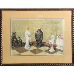 Gustav Robert Hogfeldt, Checkmate, Lithograph
