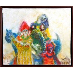 Juan Garcia Ripolles, Three Arlequins, Oil Painting