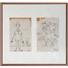 Image 1 : Bernard Stern, Traveler Diptych Haifa / Budapest, Two Marker Drawings