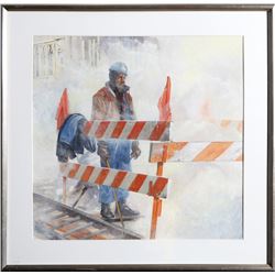 Dufert, Construction Worker, Gouache Painting