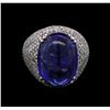 Image 1 : 19.70ct Tanzanite and Diamond Ring - 14KT White Gold