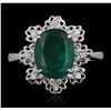 Image 1 : 14KT White Gold 2.48ct Emerald and Diamond Ring