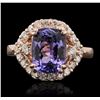 Image 2 : 14KT Rose Gold 2.95ct Tanzanite and Diamond Ring