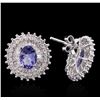 Image 1 : 14KT White Gold 2.44ctw Tanzanite and Diamond Stud Earrings