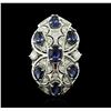 Image 1 : 14KT White Gold 3.78ctw Sapphire and Diamond Ring
