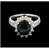 Image 1 : 2.69ct Green Tourmaline and Diamond Ring - 14KT White Gold