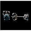 Image 2 : 14KT White Gold 0.86ctw Fancy Blue Diamond Stud Earrings