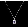 Image 2 : 5.12ct Tanzanite and Diamond Pendant With Chain - 14KT White Gold