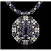 Image 1 : 14KT White Gold 85.76ctw Sapphire and Diamond Necklace