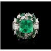 Image 1 : 18KT White Gold 5.80ctw Emerald and Diamond Ring