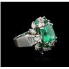 Image 2 : 18KT White Gold 5.80ctw Emerald and Diamond Ring