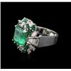 Image 3 : 18KT White Gold 5.80ctw Emerald and Diamond Ring