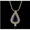 Image 1 : 14KT Yellow Gold 23.05ct GIA Certified Tanzanite and Diamond Necklace